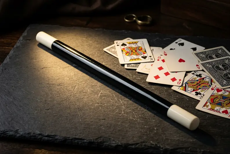 Classic black and white magician's wand