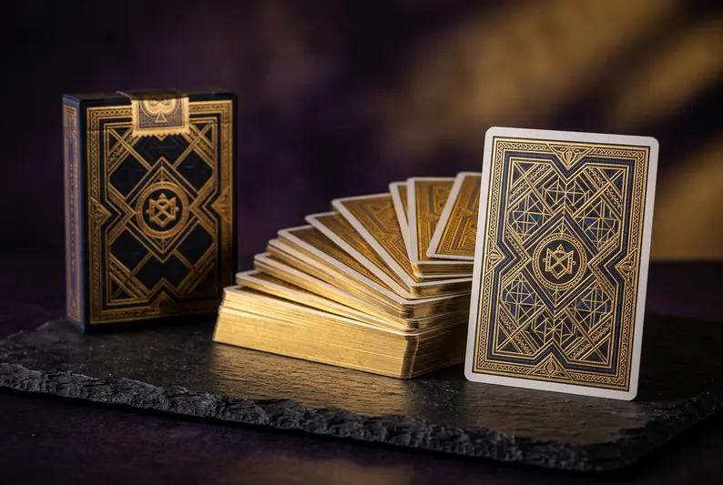 Marked deck of playing cards for card magic tricks
