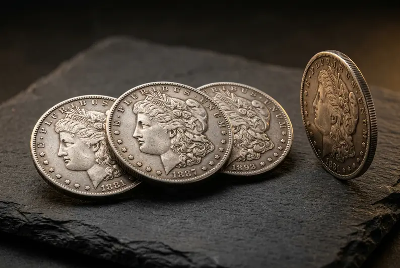 Set of four Morgan Dollar style manipulation coins